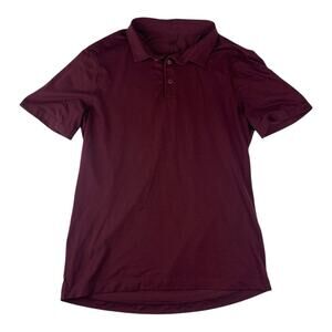 Lululemon mens small burgundy Polo Shirt Short Sleeves Classic Collar athletic